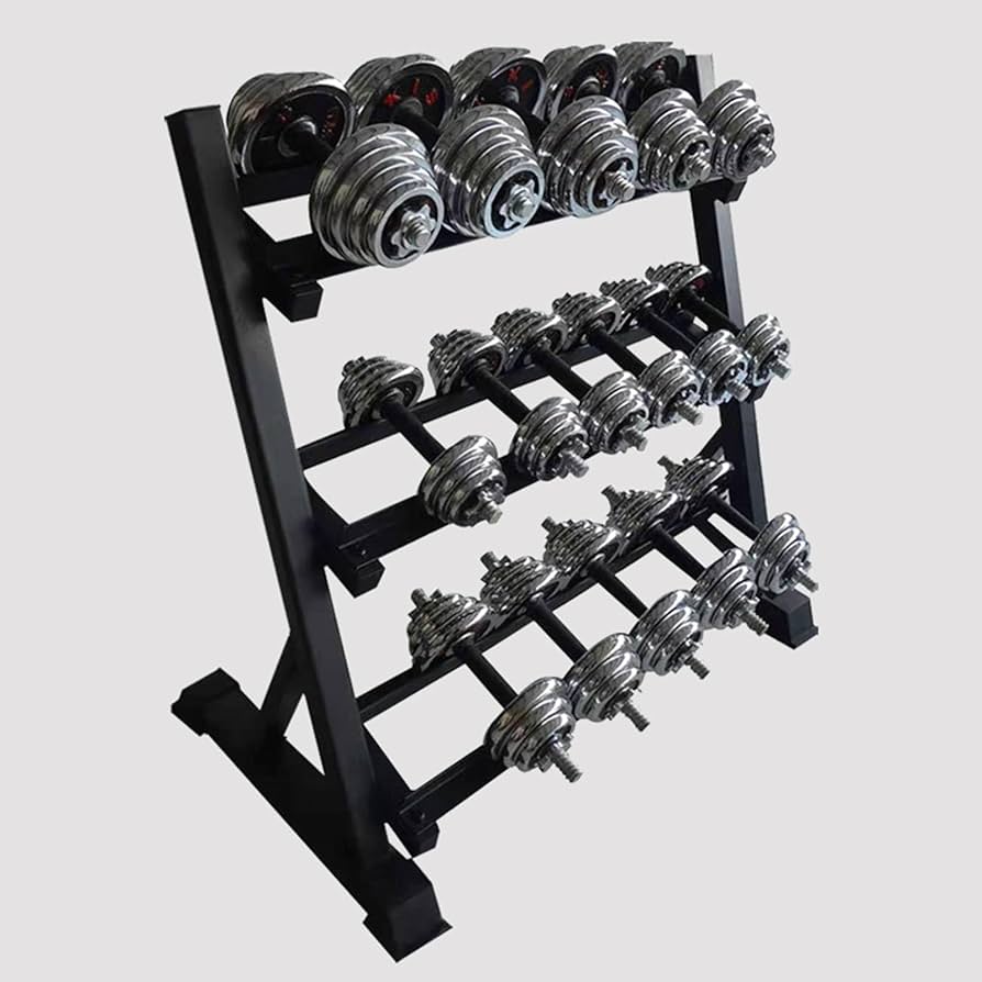 トレーニング ラック  ダンベル  セット ホームジム Amazon.co.jp: ダンベルラック、3段調節可能なダンベルウェイトラック